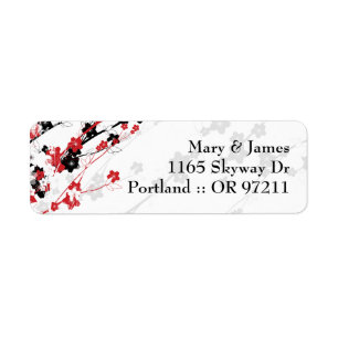 Elegant Wedding Address Japanese Flowers Red