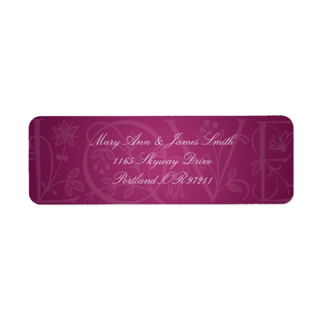 Elegant Wedding Address Love Flourish Berry Pink (Front)
