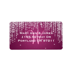 Elegant Wedding Address Night Dazzle Berry Pink Label