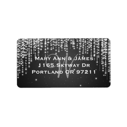 Elegant Wedding Address Night Dazzle Black Address Label