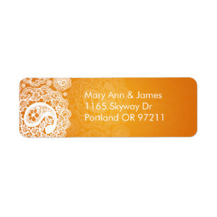 Elegant Wedding Address Paisley Lace Orange