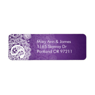 Elegant Wedding Address Paisley Lace Purple