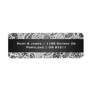 Elegant Wedding Address Paisley Pattern Black