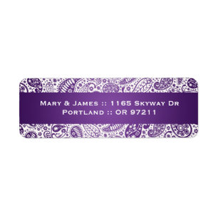 Elegant Wedding Address Paisley Pattern Purple