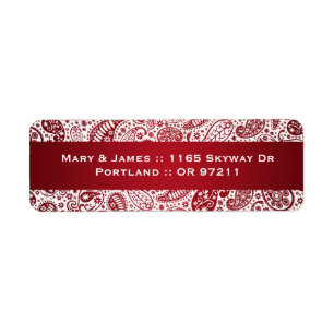 Elegant Wedding Address Paisley Pattern Red