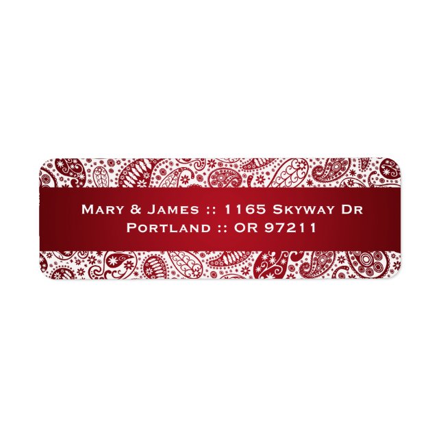 Elegant Wedding Address Paisley Pattern Red (Front)