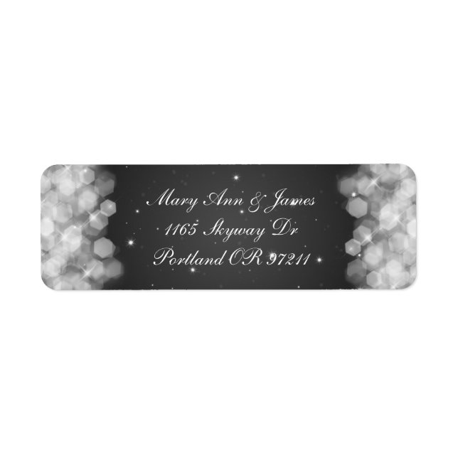 Elegant Wedding Address Party Sparkle Black (Front)