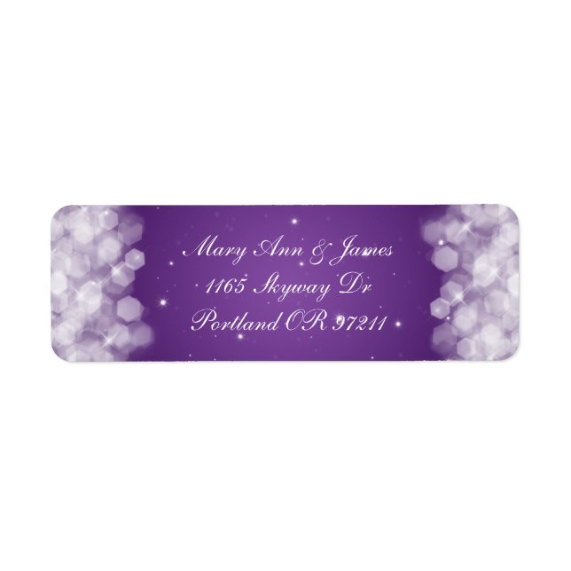 Elegant Wedding Address Party Sparkle Purple (Front)