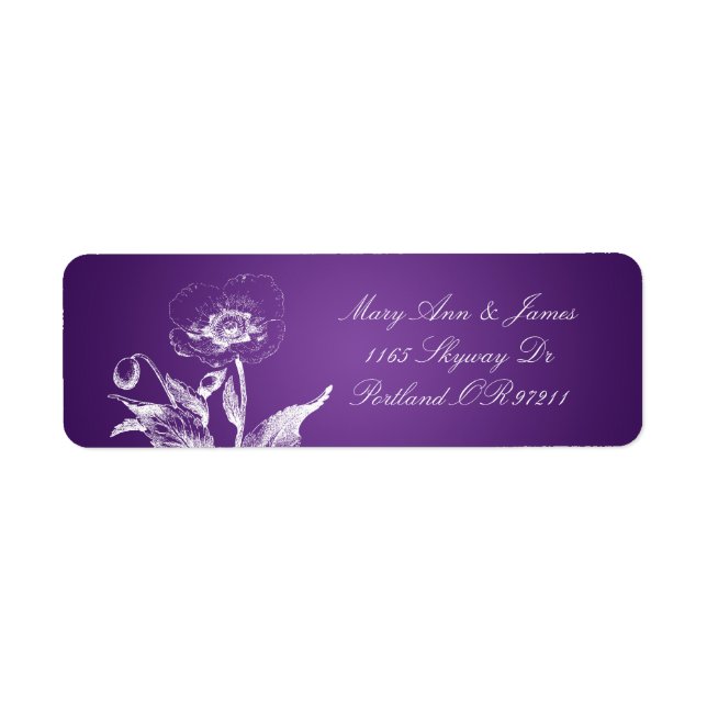 Elegant Wedding Address Poppy Purple (Front)