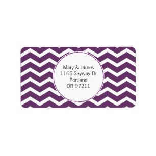 Elegant Wedding Address Purple Chevron Pattern Label