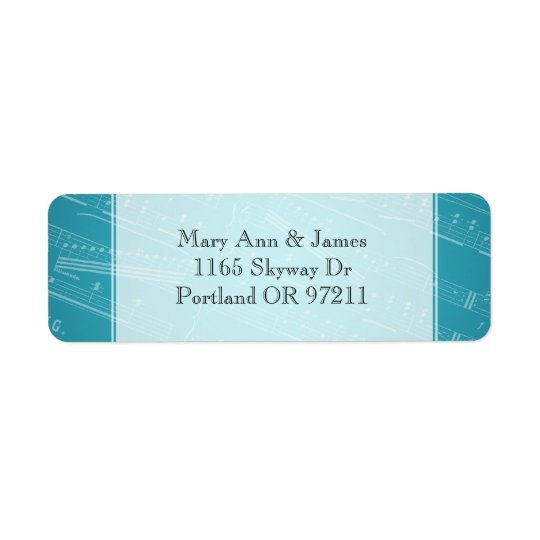 Elegant Wedding Address Sheet Music Blue Return Address Label