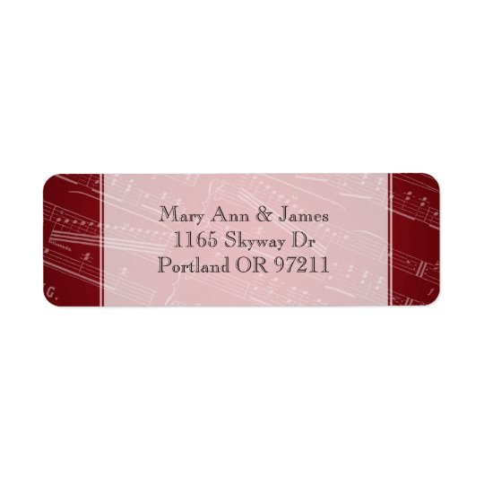 Elegant Wedding Address Sheet Music Red Return Address Label