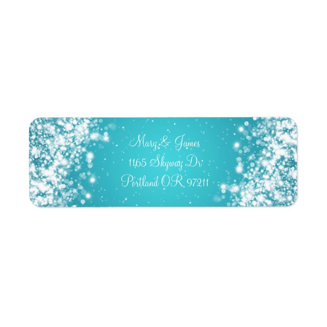 Elegant Wedding Address Sparkling Wave Blue (Front)