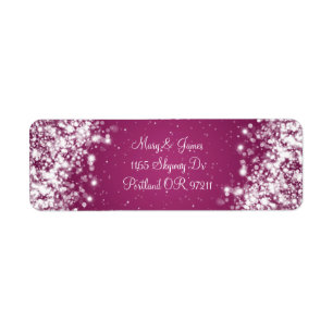 Elegant Wedding Address Sparkling Wave Plum