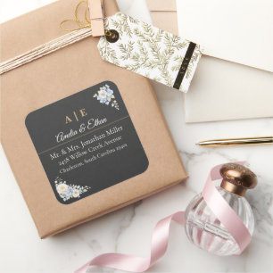 Elegant Wedding Address Stickers Luxury Floral