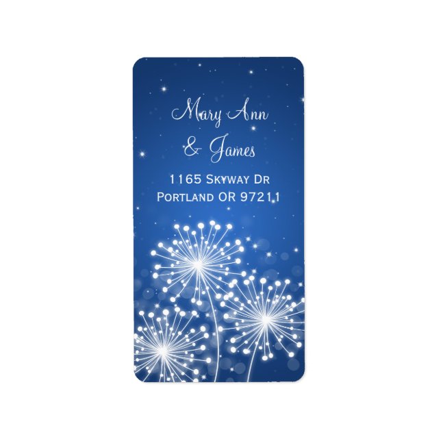 Elegant Wedding Address Summer Sparkle Sapphire Label (Front)