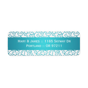 Elegant Wedding Address Swirls Pattern Aqua Blue
