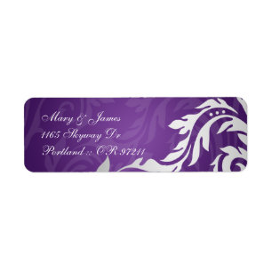 Elegant Wedding Address Swirly Flourish Purple