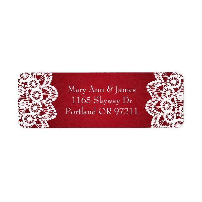 Elegant Wedding Address Vintage Lace Red (Front)