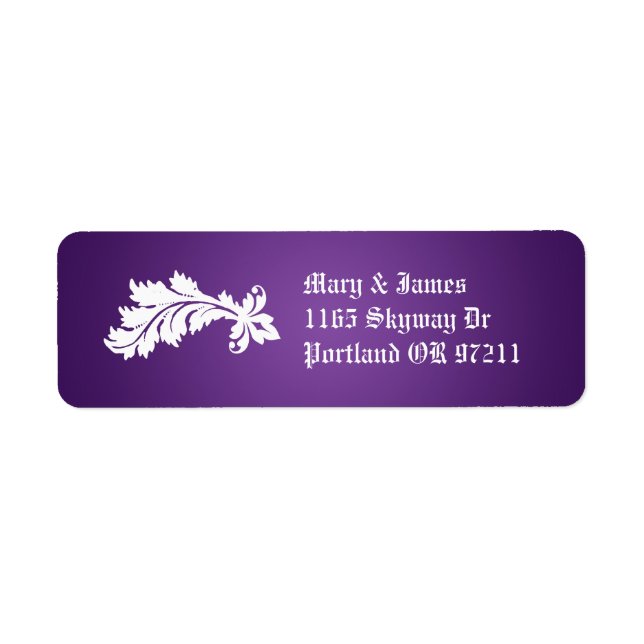 Elegant Wedding Address Vintage Ornament Purple (Front)