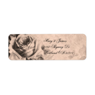 Elegant Wedding Address Vintage Roses Sepia