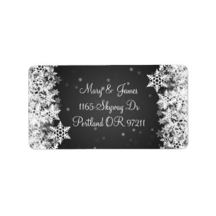 Elegant Wedding Address Winter Snowflakes Black Label