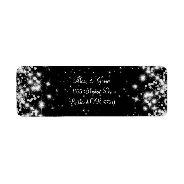 Elegant Wedding Address Winter Sparkle Black (Front)