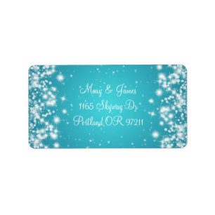 Elegant Wedding Address Winter Sparkle Blue Label