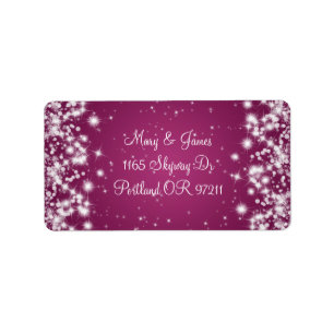 Elegant Wedding Address Winter Sparkle Pink Label
