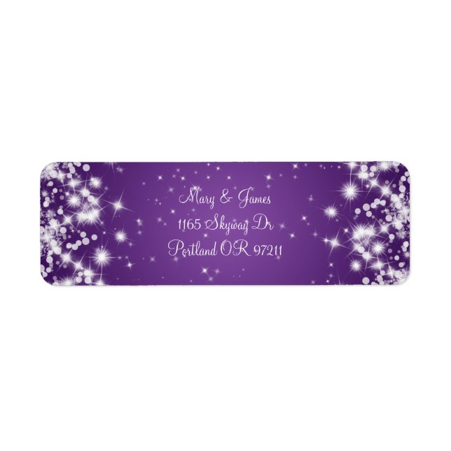 Elegant Wedding Address Winter Sparkle Purple (Front)