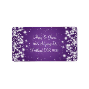 Elegant Wedding Address Winter Sparkle Purple Label