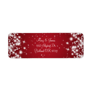 Elegant Wedding Address Winter Sparkle Red