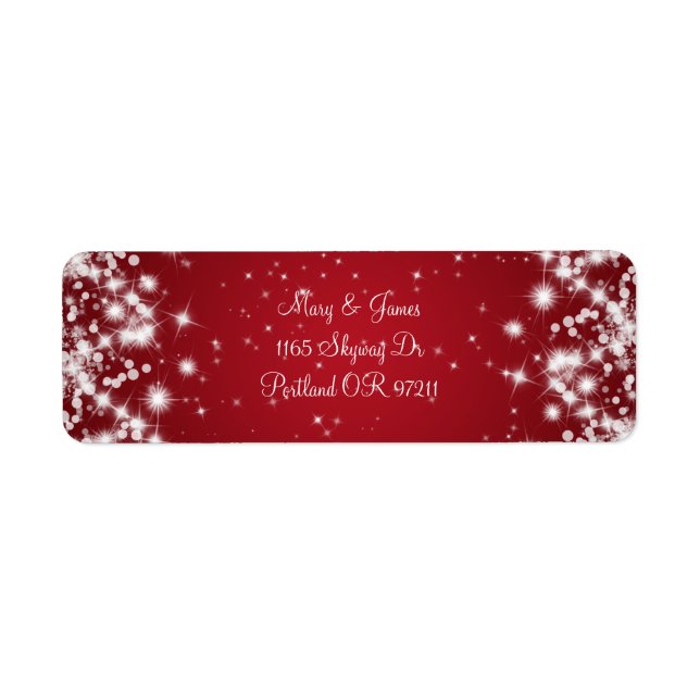 Elegant Wedding Address Winter Sparkle Red (Front)