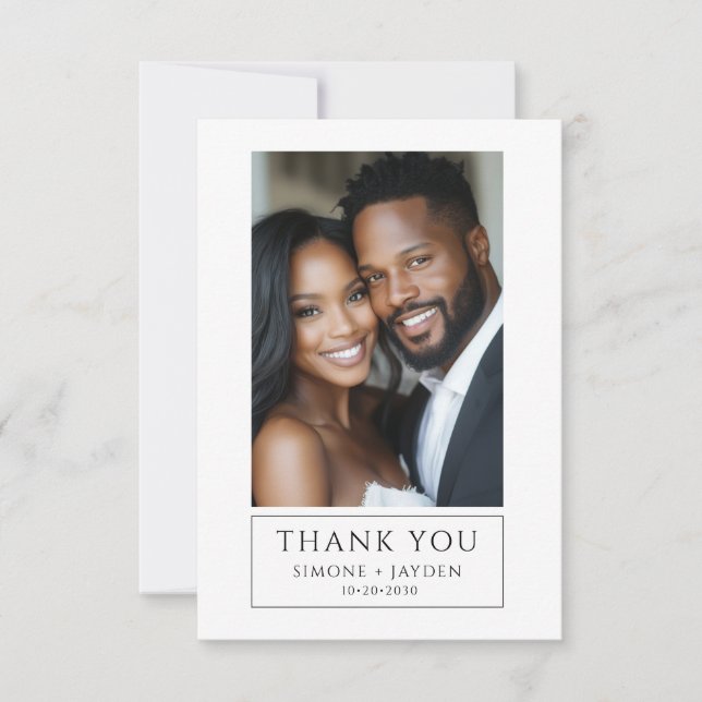 Elegant Wedding African American 2 Photo Thank You Card (Front)