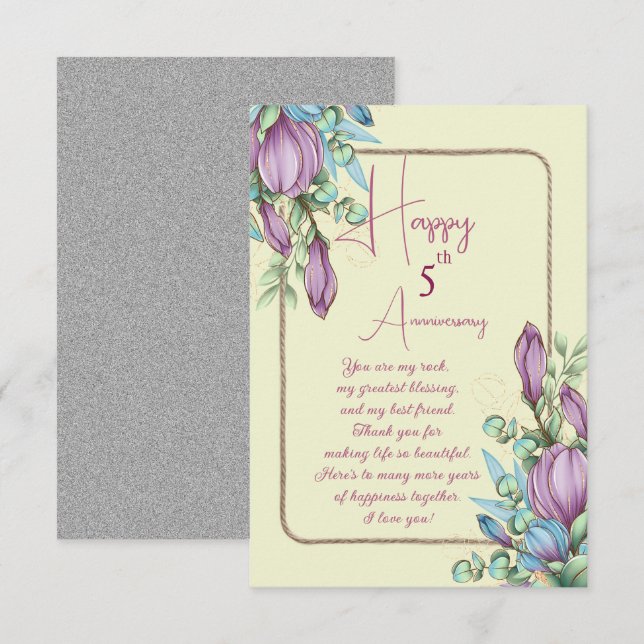 Elegant Wedding Anniversary  Card (Front/Back)