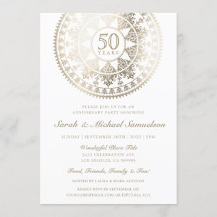 Elegant Wedding Anniversary Invitations Gold Foil