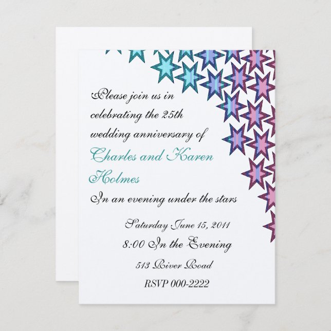 Elegant Wedding Anniversary Party Invitation (Front/Back)