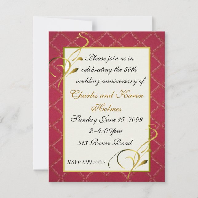 Elegant Wedding Anniversary Party Invitation (Front)