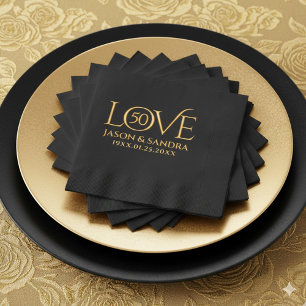 Elegant Wedding Anniversary Years in Love Foil Napkins