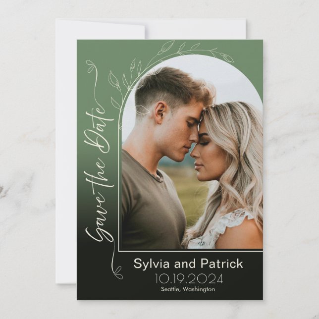 Elegant Wedding Announcement Save the Date Card (Front)