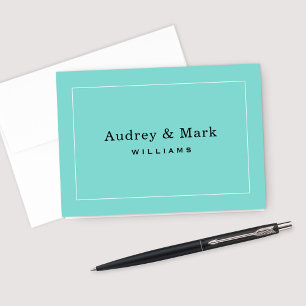 Elegant Wedding Aqua Blue Monogram Thank You Card
