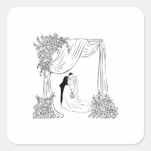 Elegant Wedding Arch Bride and Groom Wedding Favou Square Sticker