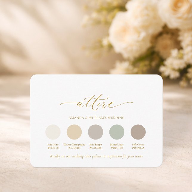 Elegant Wedding Attire Color Palette Card (Creator Uploaded)