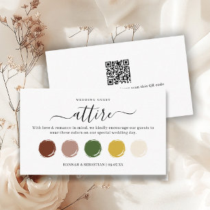 Elegant Wedding Attire Palette QR Code Enclosure Card