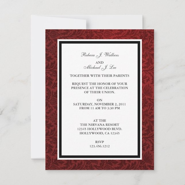 Elegant  Wedding Band Invitations (Back)