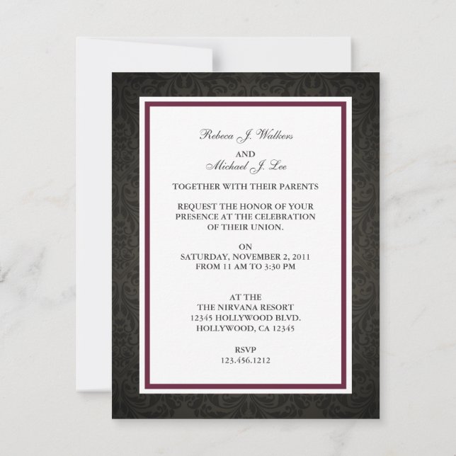 Elegant  Wedding Band Invitations (Back)