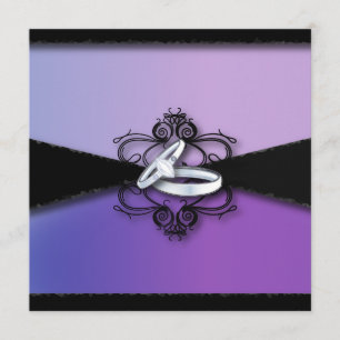 elegant wedding bands purple and black wedding invitation
