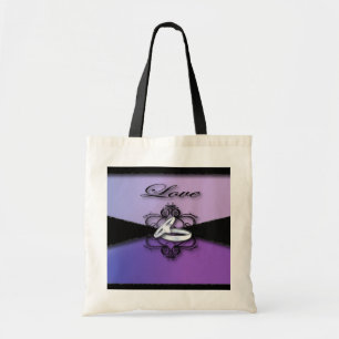 elegant wedding bands purple and black wedding tote bag