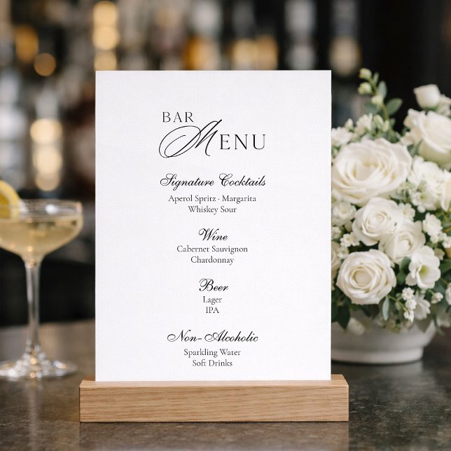 Elegant Wedding Bar Menu Sign Invitation (Creator Uploaded)