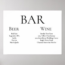 Elegant wedding bar sign